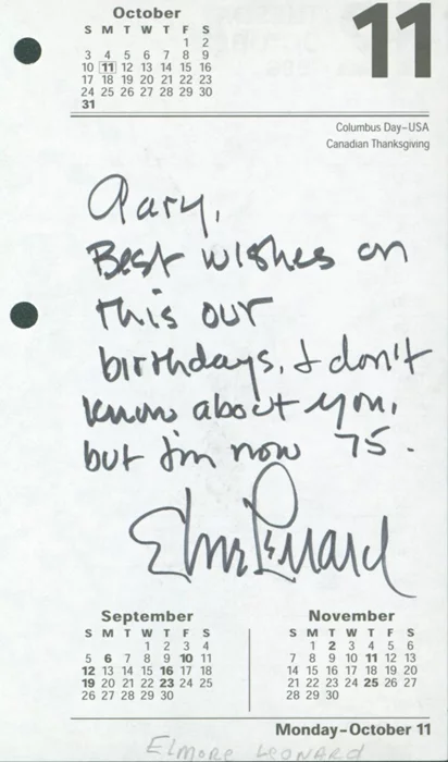Elmore Leonard autograph