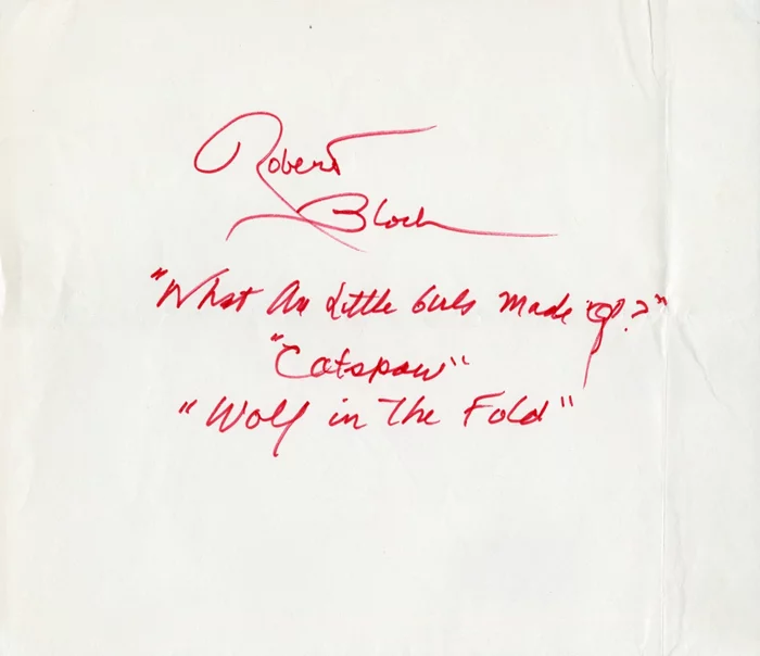 Robert Bloch autograph