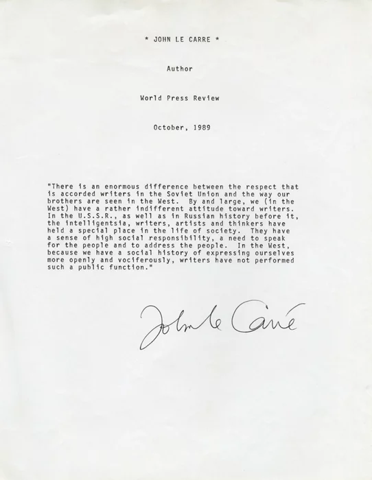 John le Carre autograph