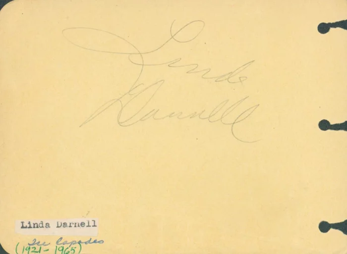 Linda Darnell autograph