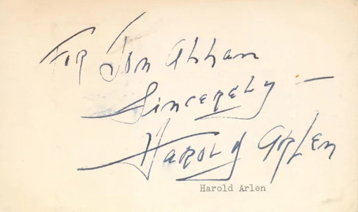 Harold Arlen autograph