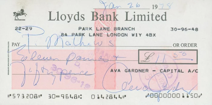 Ava Gardner autograph