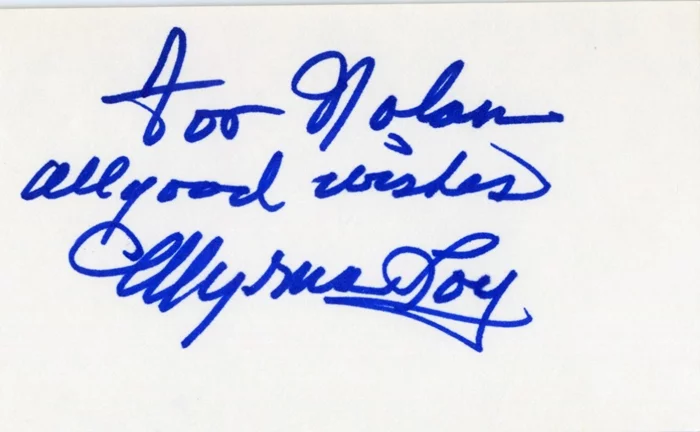 Myrna Loy autograph