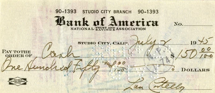 Lou Costello autograph