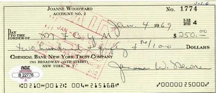 Joanne Woodward autograph