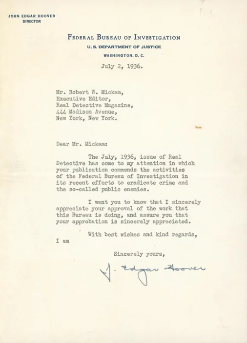 J. Edgar Hoover autograph