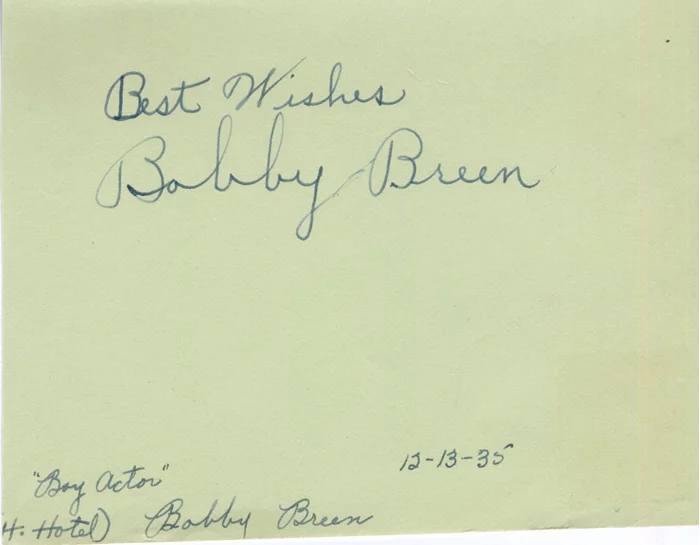 Bobby Breen autograph