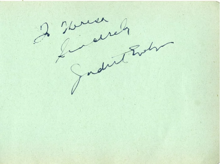 Judith Evelyn autograph
