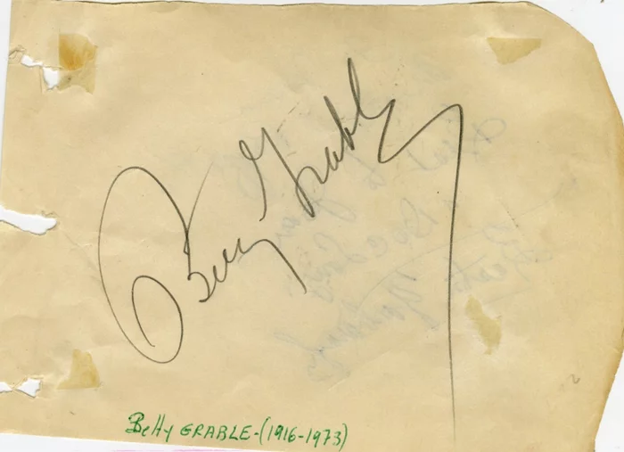 Betty Grable autograph