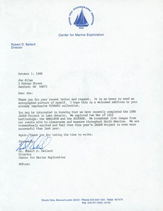Robert Ballard autograph