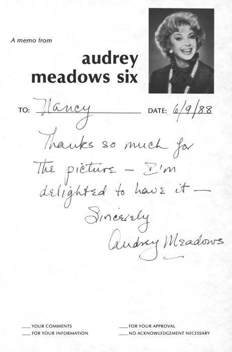 Audrey Meadows autograph