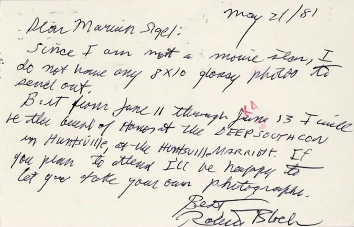 Robert Bloch autograph