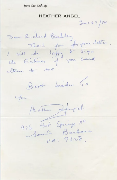 Heather Angel autograph