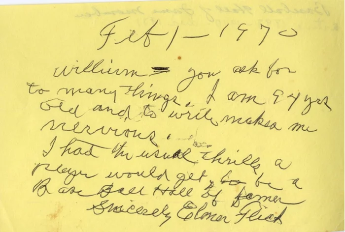 Elmer Flick autograph