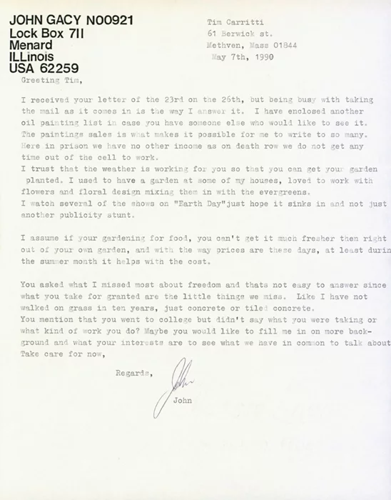 John Wayne Gacy autograph