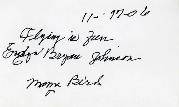 Evelyn Bryan Johnson autograph