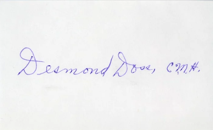 Desmond Doss autograph