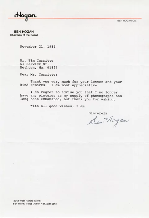 Ben Hogan autograph