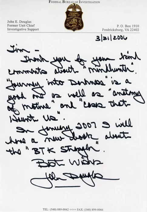 John Douglas autograph