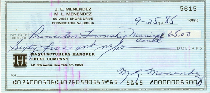 M.L. Menendez autograph