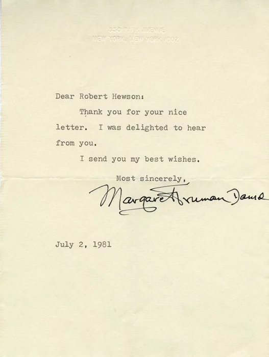 Margaret Truman autograph
