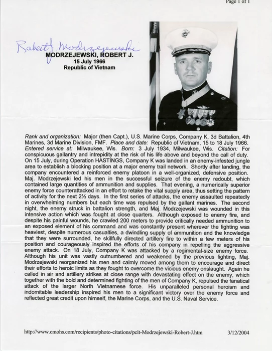 Robert J. Modrzejewski autograph