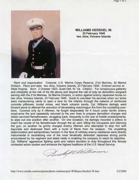 Hershel Williams autograph
