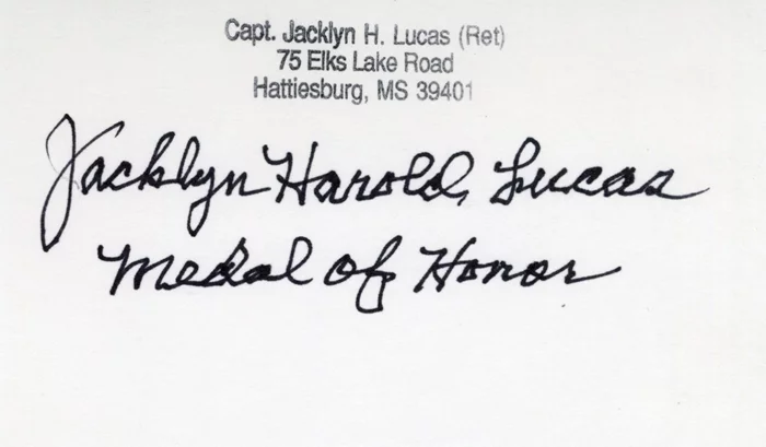 Jacklyn H. Lucas autograph