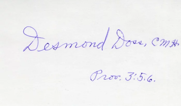 Desmond Doss autograph