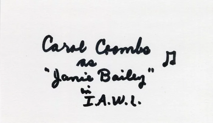 Carol Coombs autograph