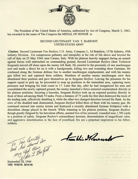 Van Barfoot autograph