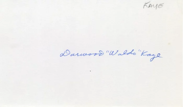 Darwood 'Waldo' Kaye autograph