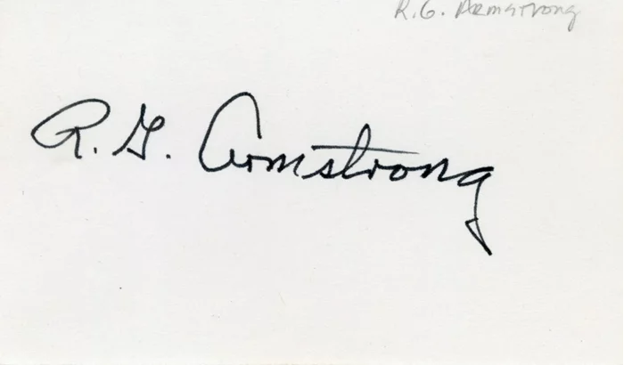 R. G. Armstrong autograph