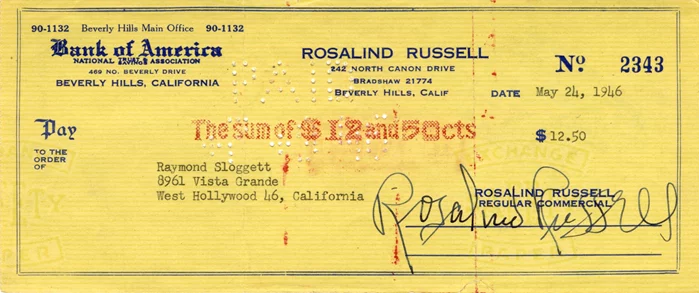 Rosalind Russell autograph
