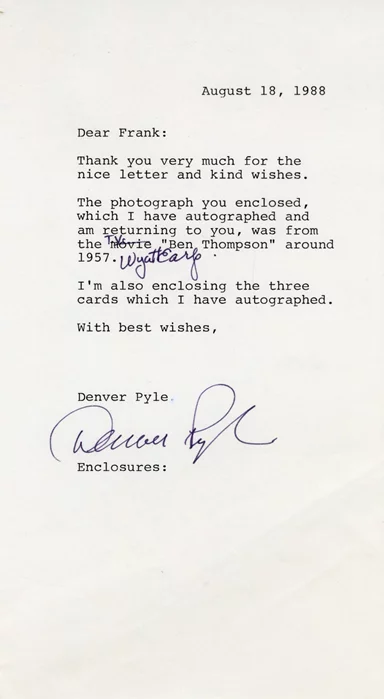 Denver Pyle autograph