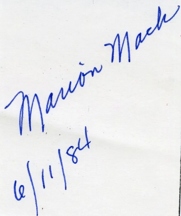 Marion Mack autograph