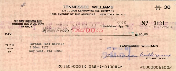 Tennessee Williams autograph