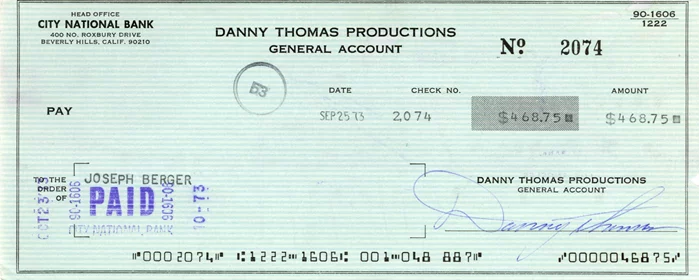 Danny Thomas autograph