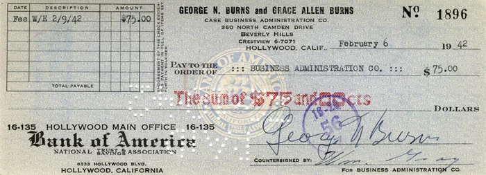 George Burns autograph