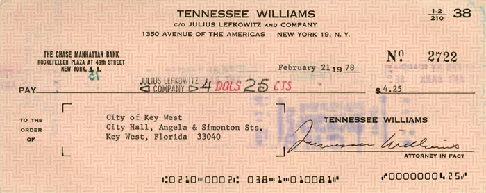 Tennessee Williams autograph