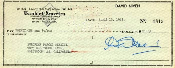 David Niven autograph