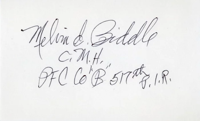 Melvin Biddle autograph