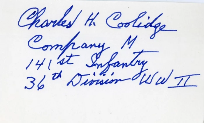 Charles H. Coolidge autograph