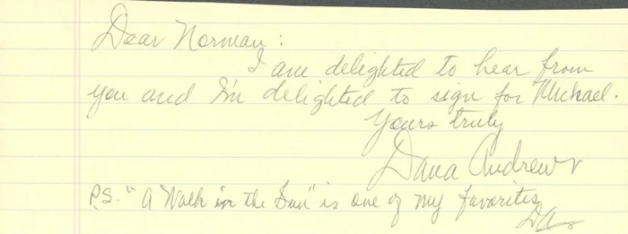 Dana Andrews autograph