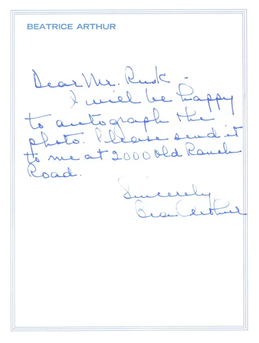 Bea Arthur autograph