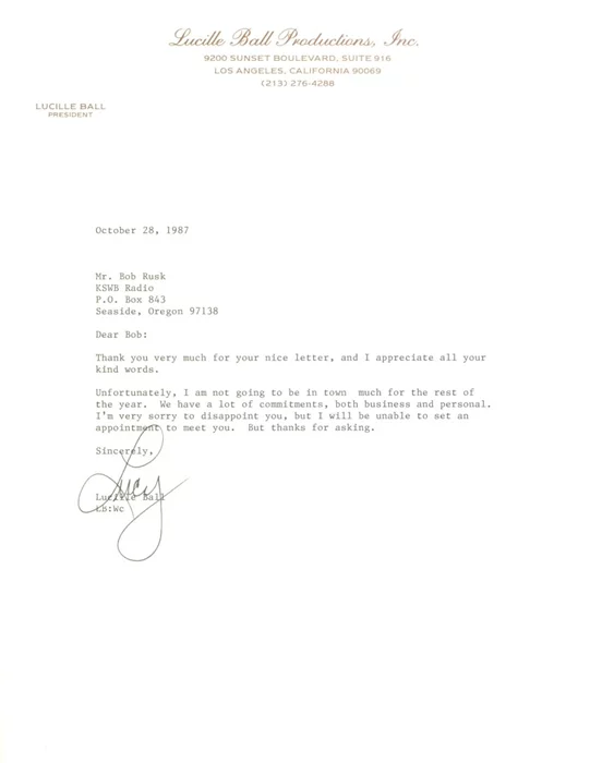 Lucille Ball autograph