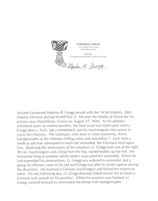 Stephen R. Gregg autograph