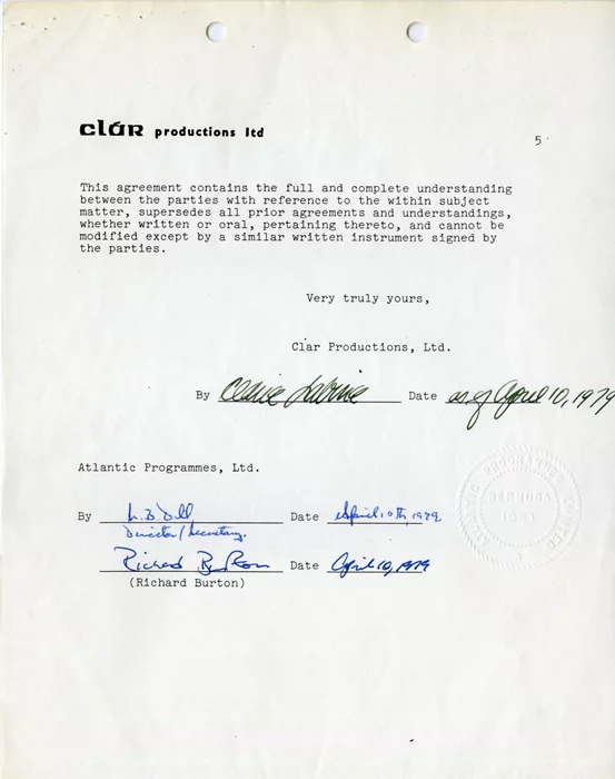 Richard Burton autograph