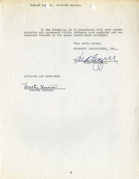 Walter Huston autograph