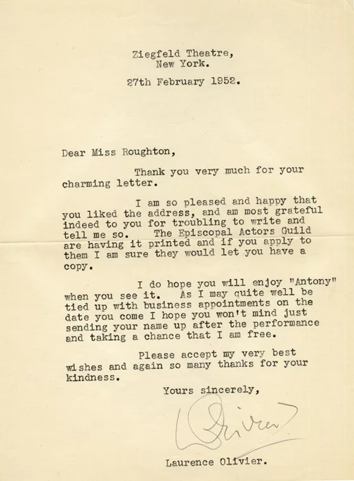 Laurence Olivier autograph